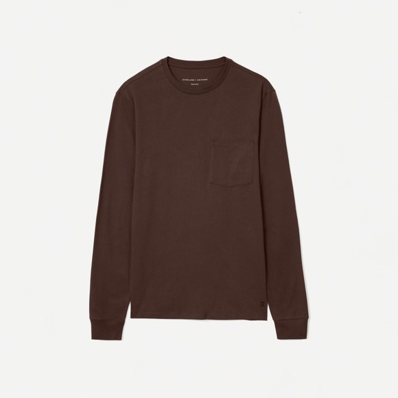 *NWT* Everlane Uniform Men’s The Organic Cotton Long-Sleeve Pocket Tee Coffee S - Picture 6 of 14